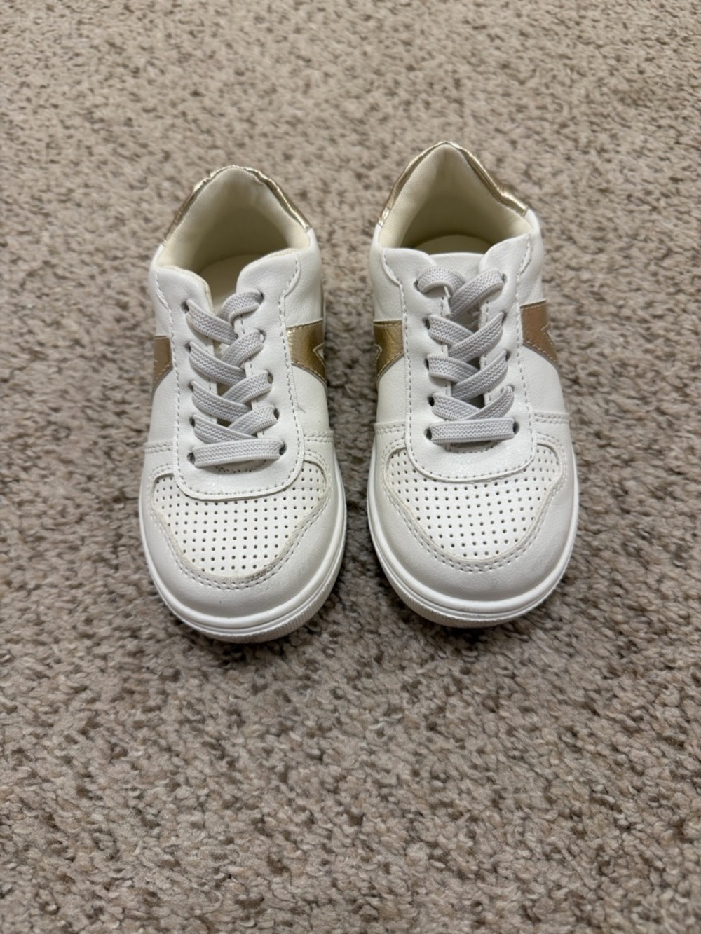 Mini Melissa White Sneakers with Gold Star Accent